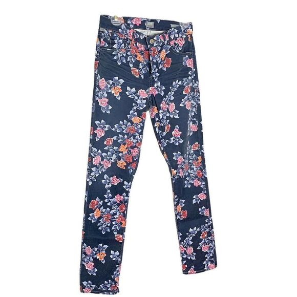 CITIZENS OF HUMANITY Blue Floral MANDY High Waist Retro Slim Roll Up Jeans 26 - Picture 4 of 12